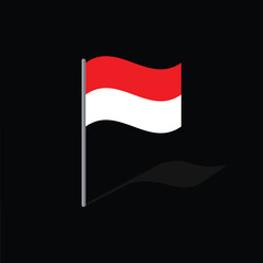 Indonesia flag on pole vector graphics