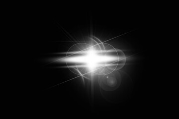 Realistic lens flare lights effect on black background