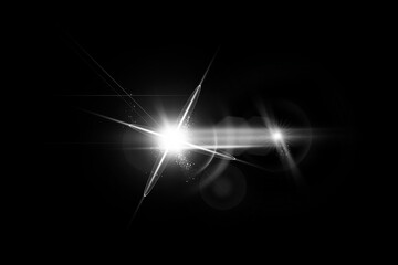 Realistic lens flare lights effect on black background