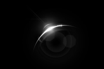 Realistic lens flare lights effect on black background