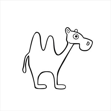 cartoon line sketch camel vector