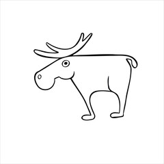 cartoon line sketch elk, deer vector