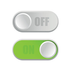 On and off toggle switch buttons set. Set of switch on and off icons. Flat icon on and off toggle switch button vector format