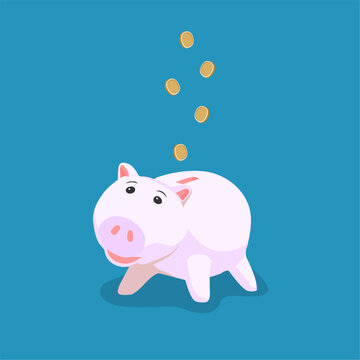 piggy bank illustration with flying coins