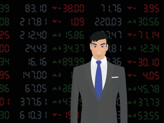 Businessman show global stock achievements 