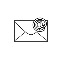 Black and white email icon. Envelope icon. Web icon.
