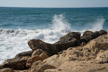 A Rocky Shore in Tel Aviv, Israel