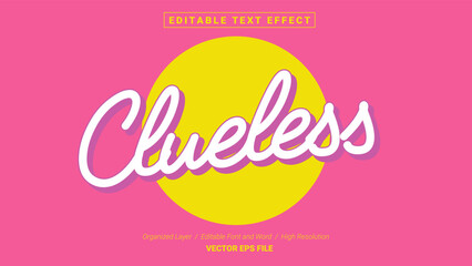 Fototapeta na wymiar Editable Clueless Font Design. Alphabet Typography Template Text Effect. Lettering Vector Illustration for Product Brand and Business Logo. 