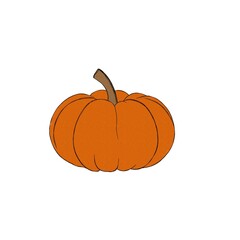 Pumpkin watercolor drawing free hand. Pumpkin for Thanksgiving. Bright pumpkin for Halloween