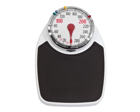 Old home weight scale isolated.