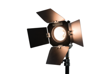 Bright studio light with barn doors isolated.