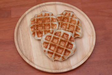 belgian waffles with caramelized sugar coating.
