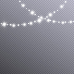 Christmas lights design elements Glowing garlands for Christmas holiday cards, banners, posters, web design.	
