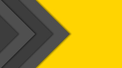 Minimalist banner of dark and yellow horizontal background with arrows and place for image. Suitable for business presentation