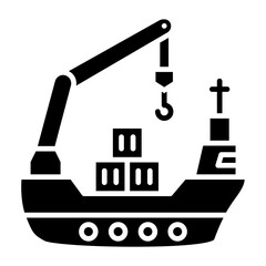 Cargo Ship Glyph Icon