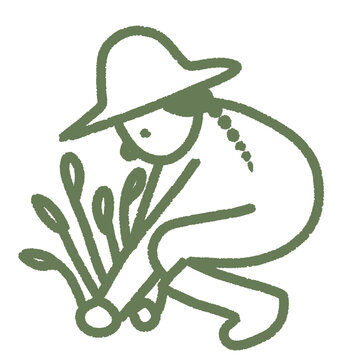 recommend clip art: 収穫する女性のイラスト　田植え　オーガニック　農業