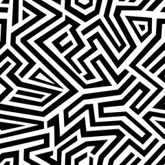 Abstract seamless pattern of broken lines. Background with black and white stripes. Hand-drawn