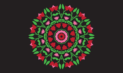 luxury floral pink green red mandala design vector background  vintage abstract floral pattern