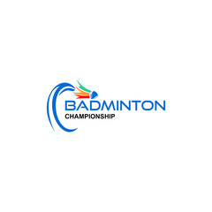 badminton flat vector logo
for your brand or tournament 
simple and elegant design - obrazy, fototapety, plakaty