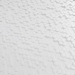 Abstract composition, white hexagonal forms, good for general backgrounds, 3D rendering