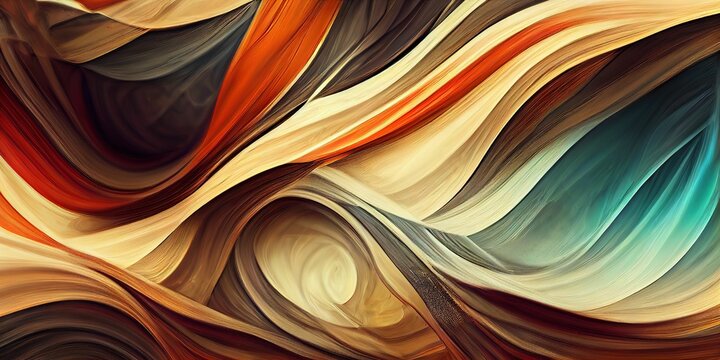 Abstract fluid colorful waves in green and brown tones