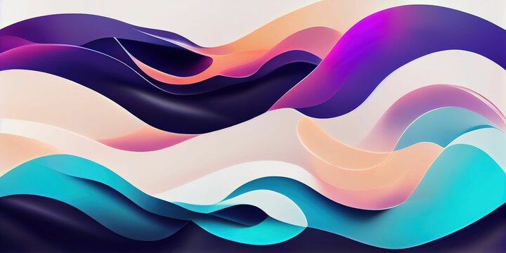 Abstract fluid colorful waves in purple and blue tones