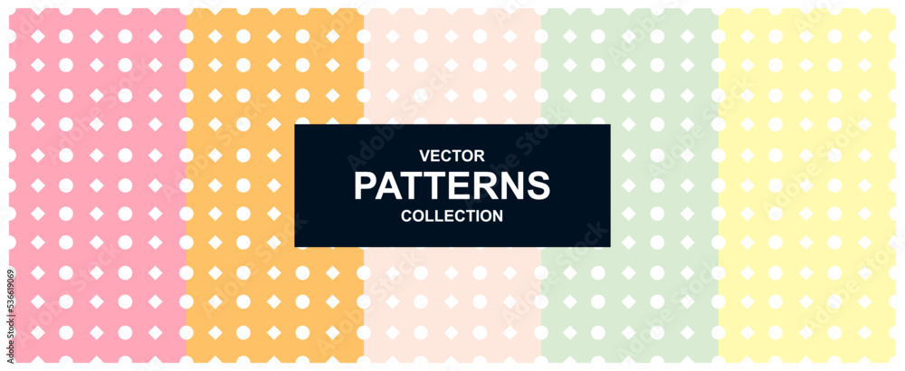Aufkleber set of seamless patterns. collection of seamless patterns on the background of different colors. con