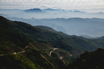 Mountain road near Vang Vieng in Laos, Southeast Asia
