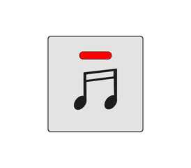 Music mute button. The car audio button is turned off. Modern car sketch drawing. Editable line icon.