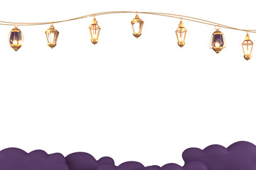 Ramadan Kareem Greeting elements background Islamic with decorative mosque   and cloud.   3d illustrator modern design. Gifts for holidays.