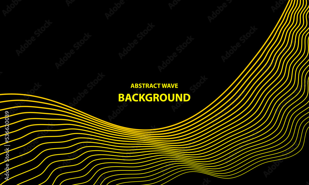 Poster abstract wave background. black background in yellow wave effect. vector eps 10
