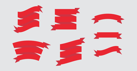 set of red ribbon element