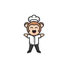 Obraz premium cute chef monkey logo design