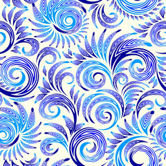 Seamless floral abstract elegant blue pattern
