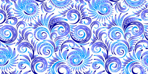 Stoffe zum Nähen Blue vector seamless abstract floral pattern
