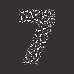 Number 7 shaped with tiny numbers for summits events poster titles. Logo. Business icon for the company. Tiny numbers Shapes Inside
