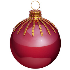 Christmas tree bauble red golden glossy sphere decoration