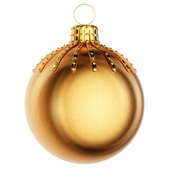 Christmas tree bauble golden. Royal Xmas ball gold. Happy New Year decoration luxury ornament