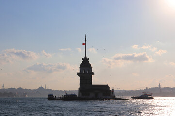 photo of the maiden tower in istanbul in the middle of the water