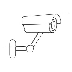 Continuous one line drawing of CCTV camera. Vector illustration