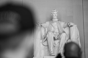 Fototapeta na wymiar Washington, DC - March 15 2022: Lincoln Statue at the Lincoln Memorial