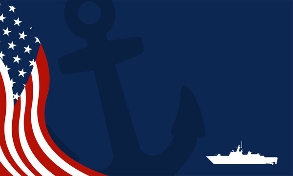 U.S. Navy Birthday Background with War Ship Icon and blue color. Suitable to use on U.S. Navy Birthday event