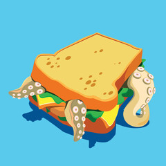 An unusual sandwich with tentacles