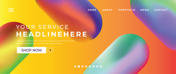 Website page gradient background vector. Modern digital wallpaper with vibrant colorful abstract shape, dynamic. Futuristic illustration landing page design for commercial, advertising, branding.