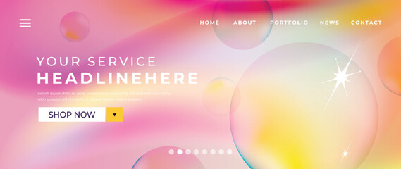 Website page gradient background vector. Modern digital wallpaper with vibrant gradient color dynamic, circle, sparkle bubble. Futuristic landing page design for commercial, advertising, branding.