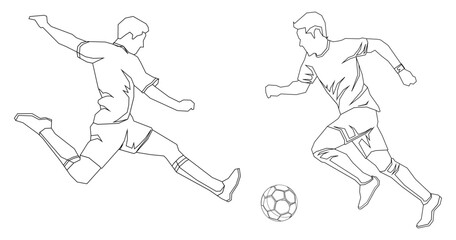 Fototapeta na wymiar occer football players in action vector illustration sketch hand drawn with black lines isolated on white background