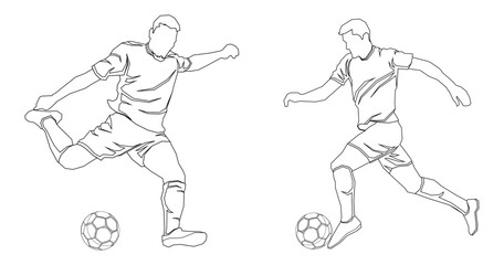 occer football players in action vector illustration sketch hand drawn with black lines isolated on white background © MdJannatul