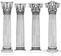 Corinthian Column Vector. Illustration Isolated On White Background. A vector illustration Of A Corinthian Column.