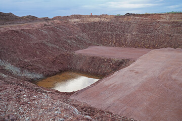 Excavation pit for the construction of the abutments for a bridge for the flyover over the A143