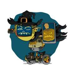 halloween t-shirt decoration with scary witch bot